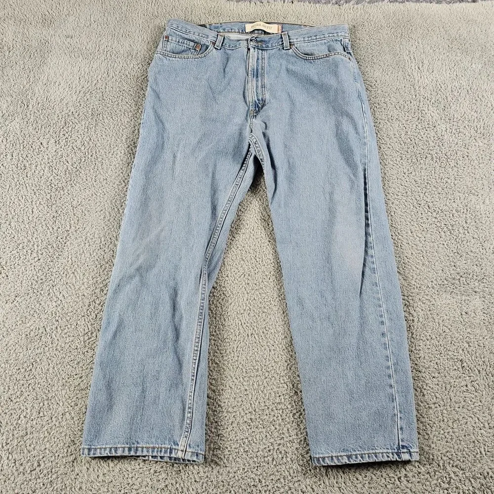 Levis 505 Jeans Mens 38x28 Blue Denim Regular Straight Grunge Y2K Vintage Casual